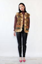 1960s Fur Trim Afghan Vest S