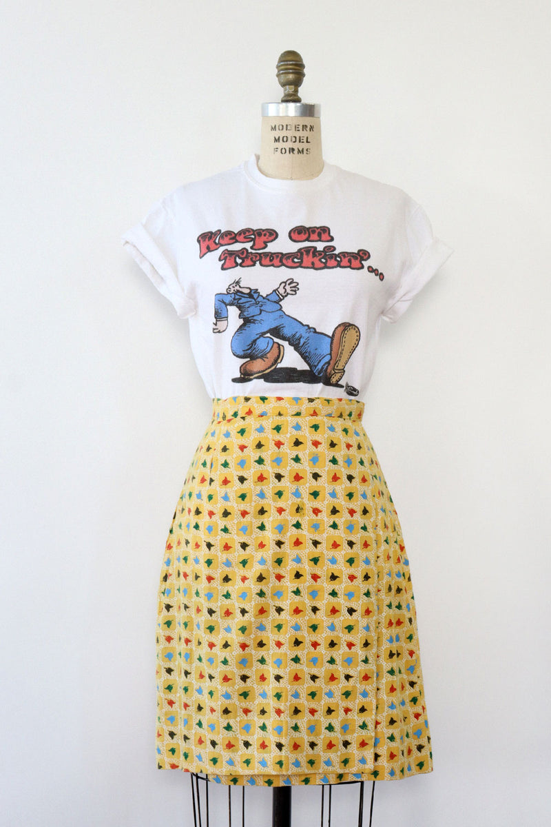 Stencil Flower Wrap Skirt M
