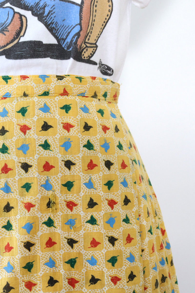Stencil Flower Wrap Skirt M