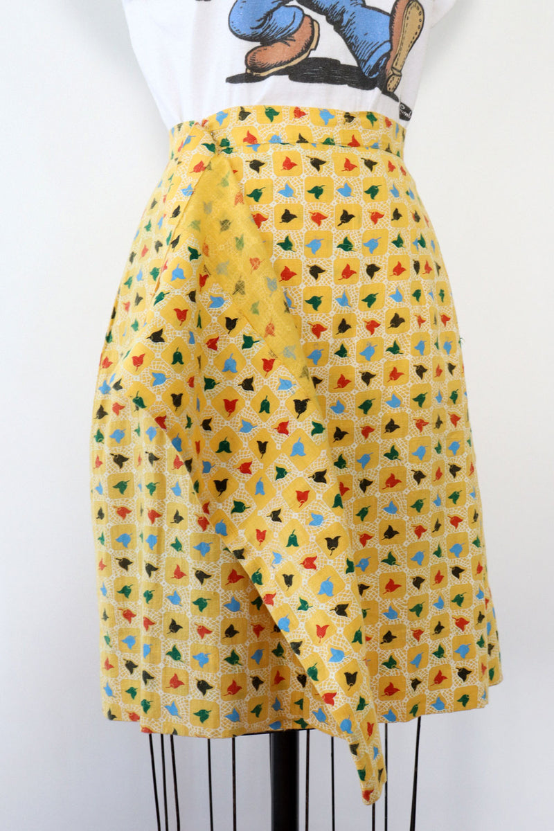 Stencil Flower Wrap Skirt M