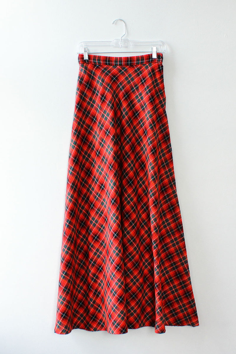 Flared Tartan Maxi Skirt XS