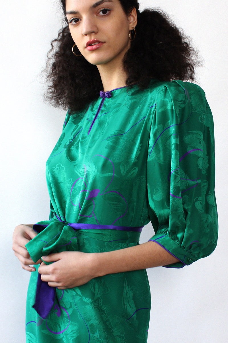 Flora Kung Emerald Silk Dress M OMNIA Flora Kung Emerald Silk Dress M OMNIA