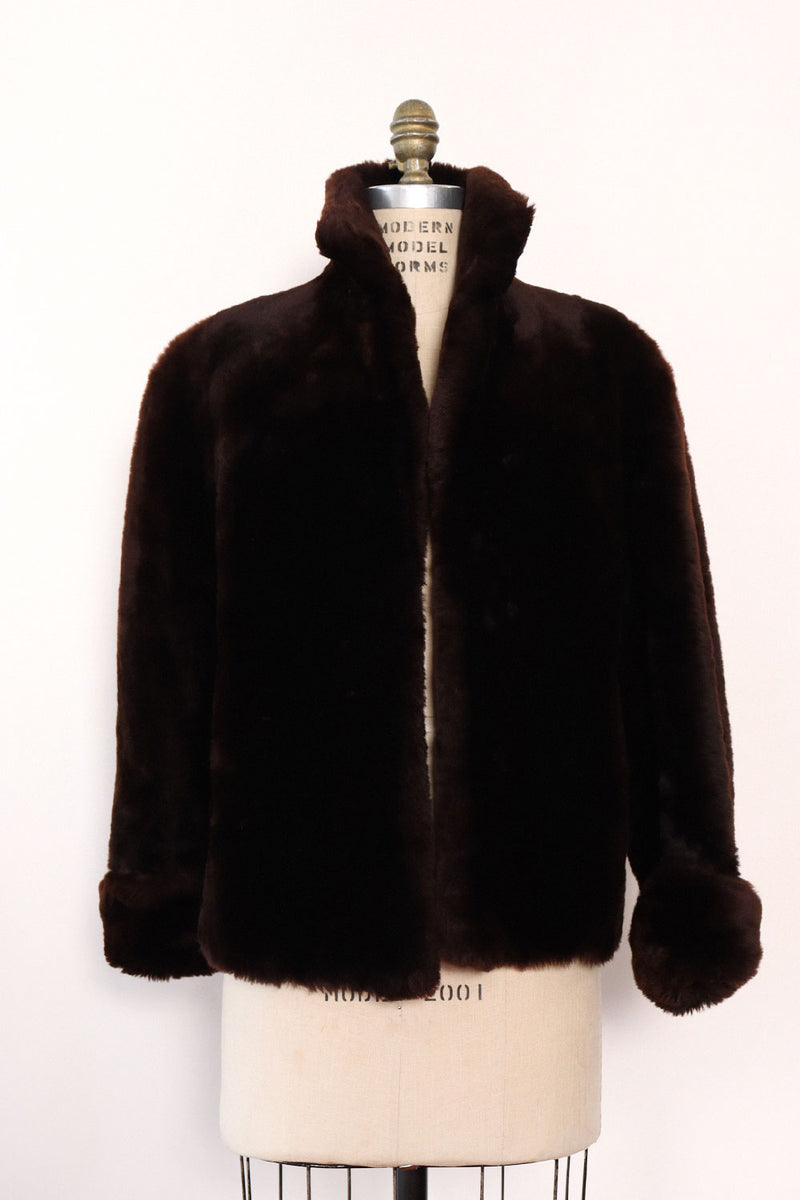 Espresso Shearling Short Coat M/L