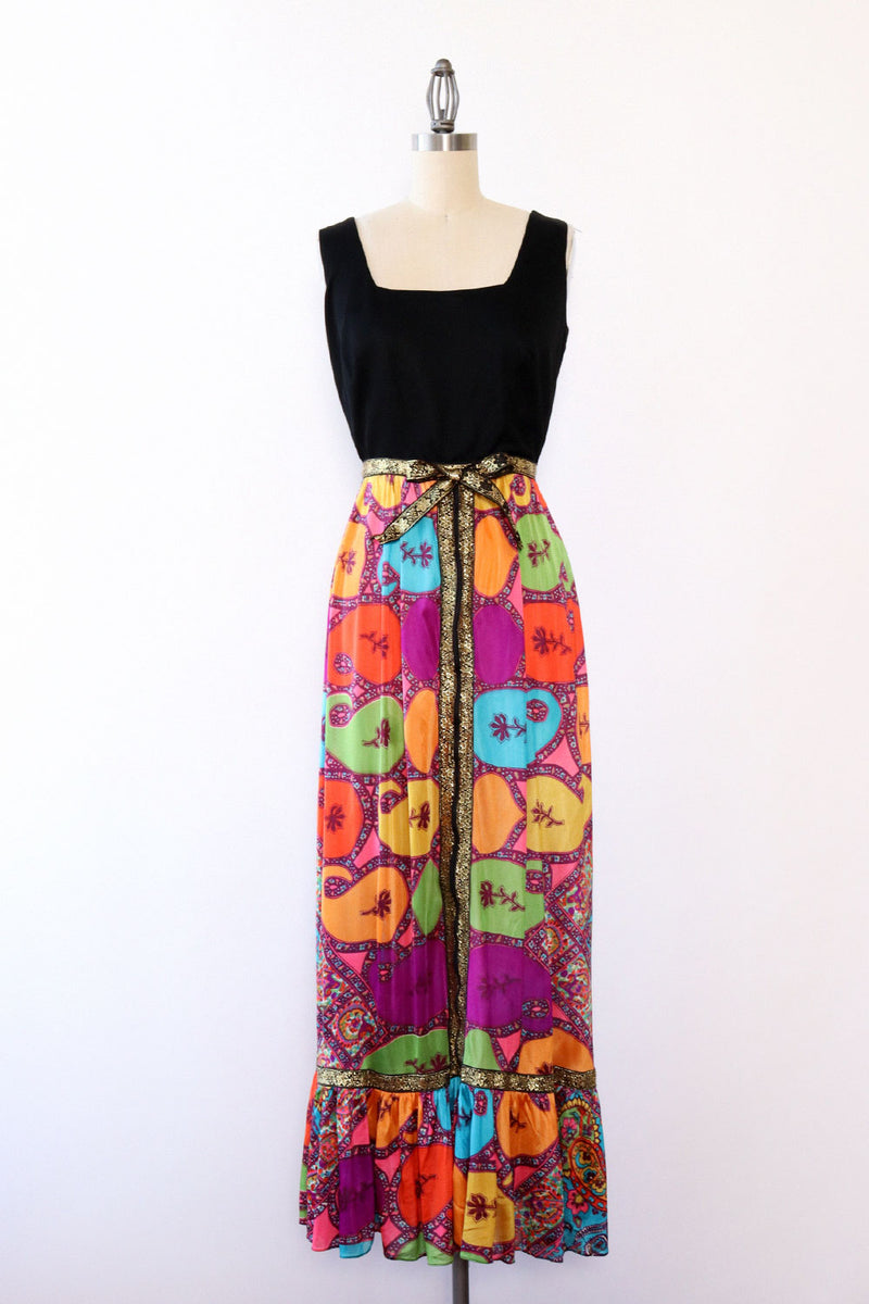 Zippered Psychedelic Maxi Dress S