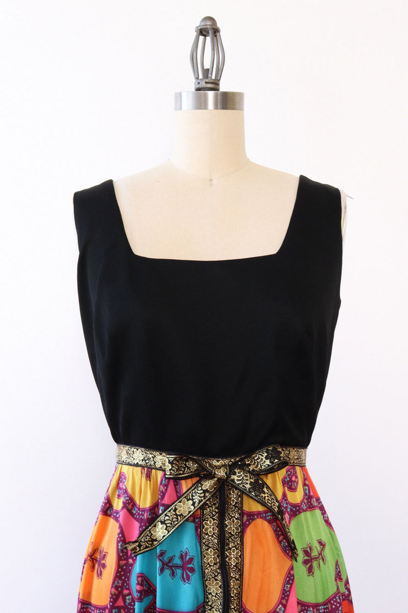 Zippered Psychedelic Maxi Dress S