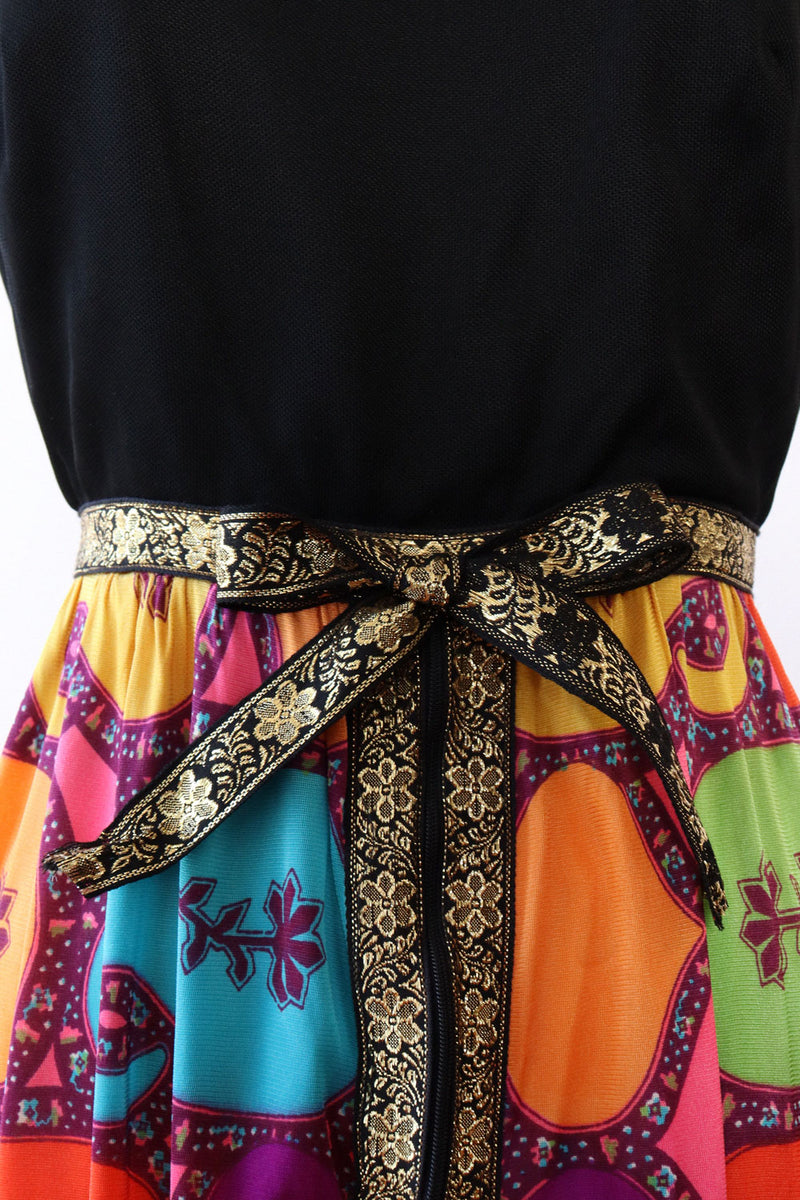 Zippered Psychedelic Maxi Dress S