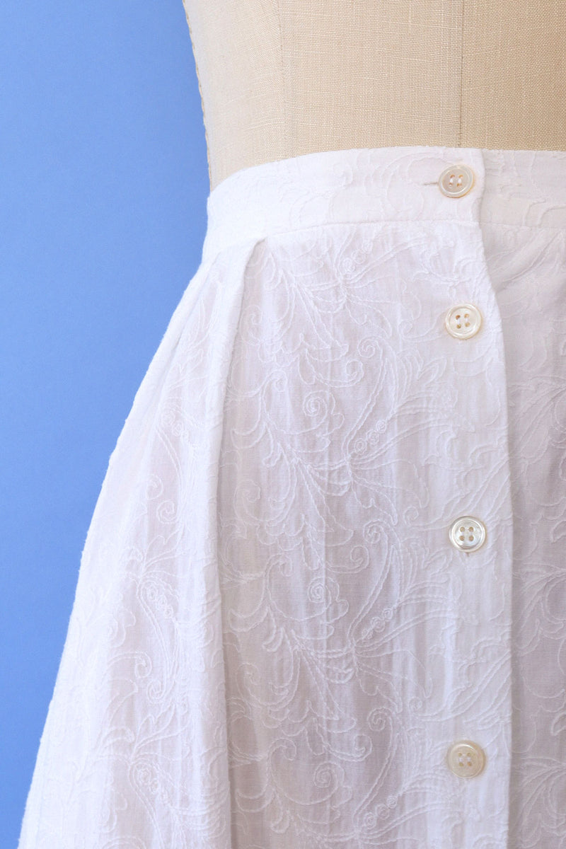 Milk White Embroidered Midi L