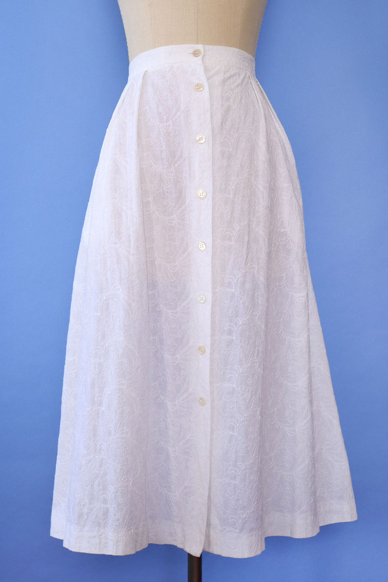 Milk White Embroidered Midi L