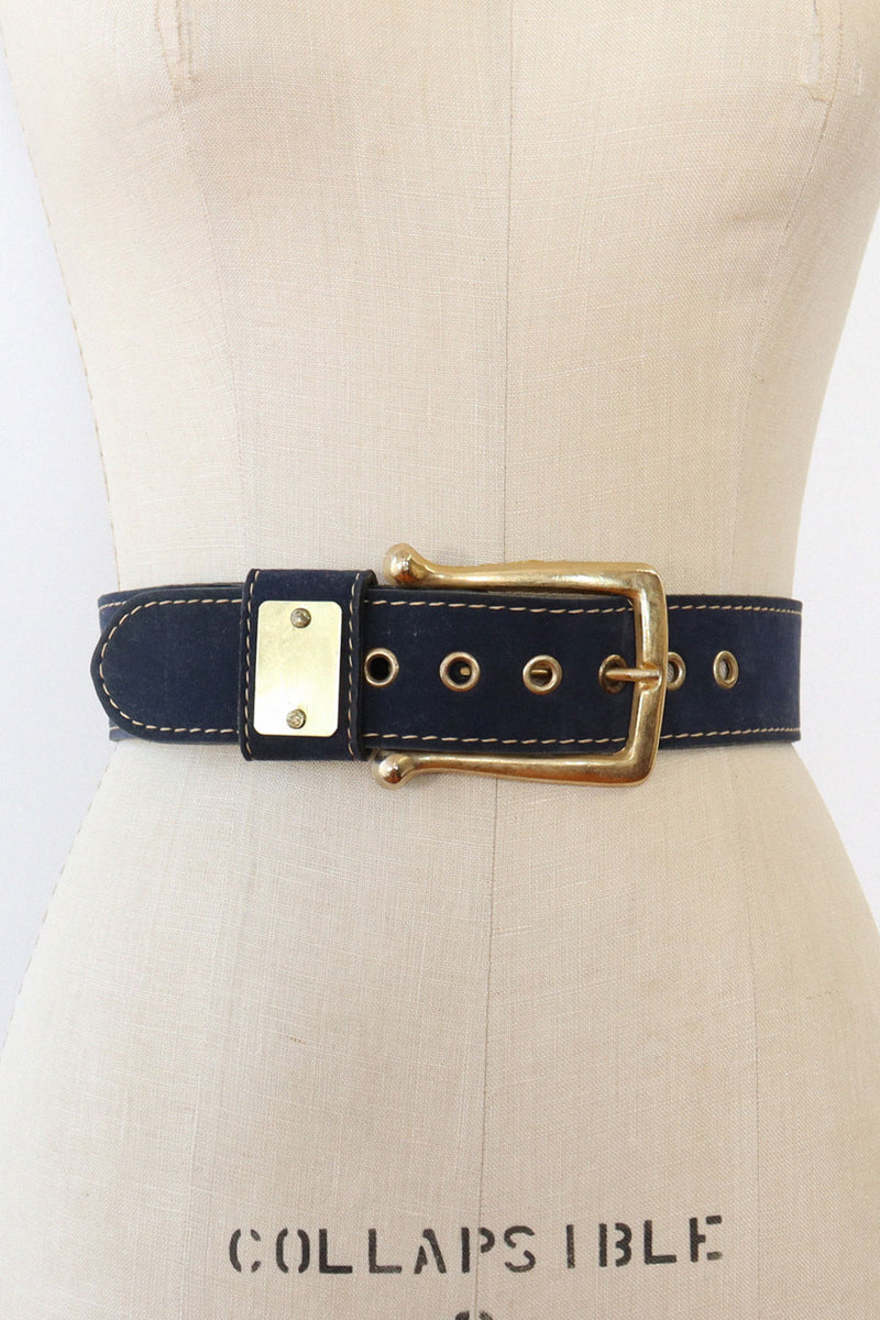 Lee-Vic Navy Topstitch Belt S-L