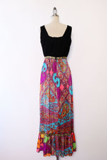 Zippered Psychedelic Maxi Dress S