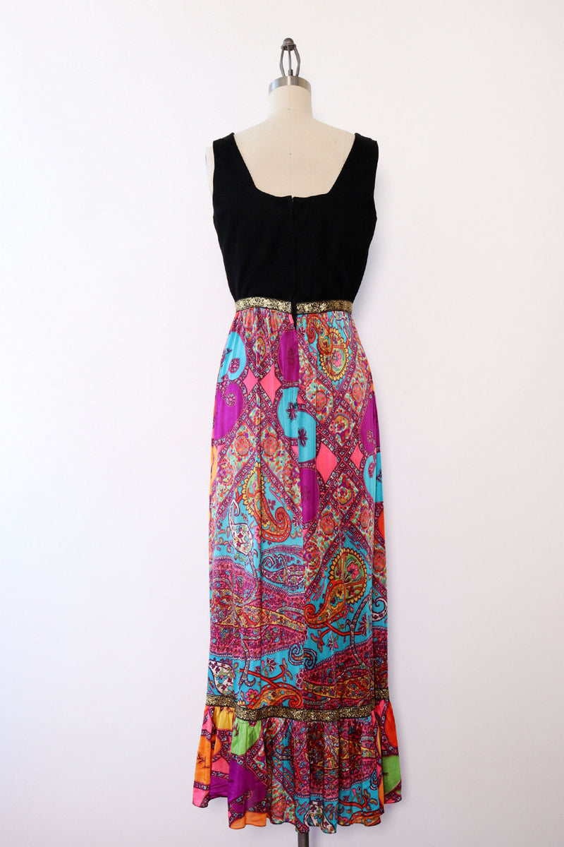 Zippered Psychedelic Maxi Dress S