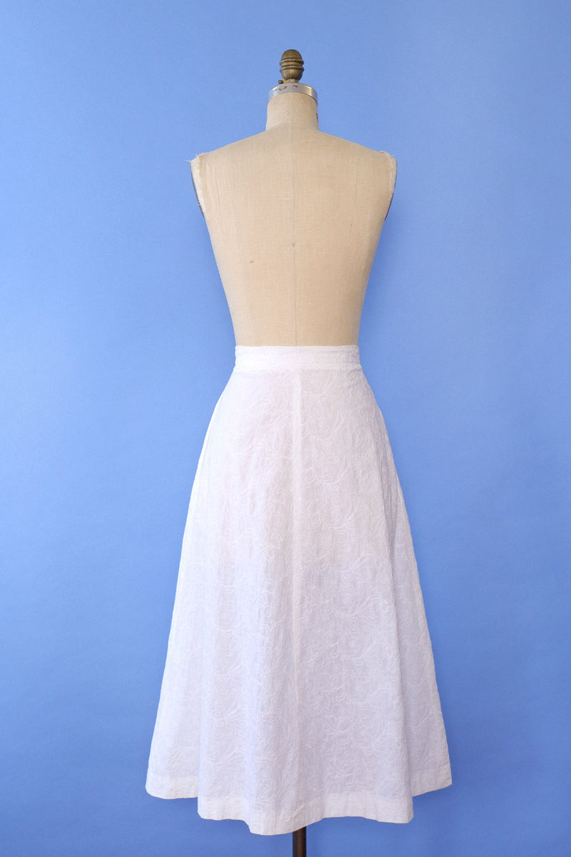 Milk White Embroidered Midi L