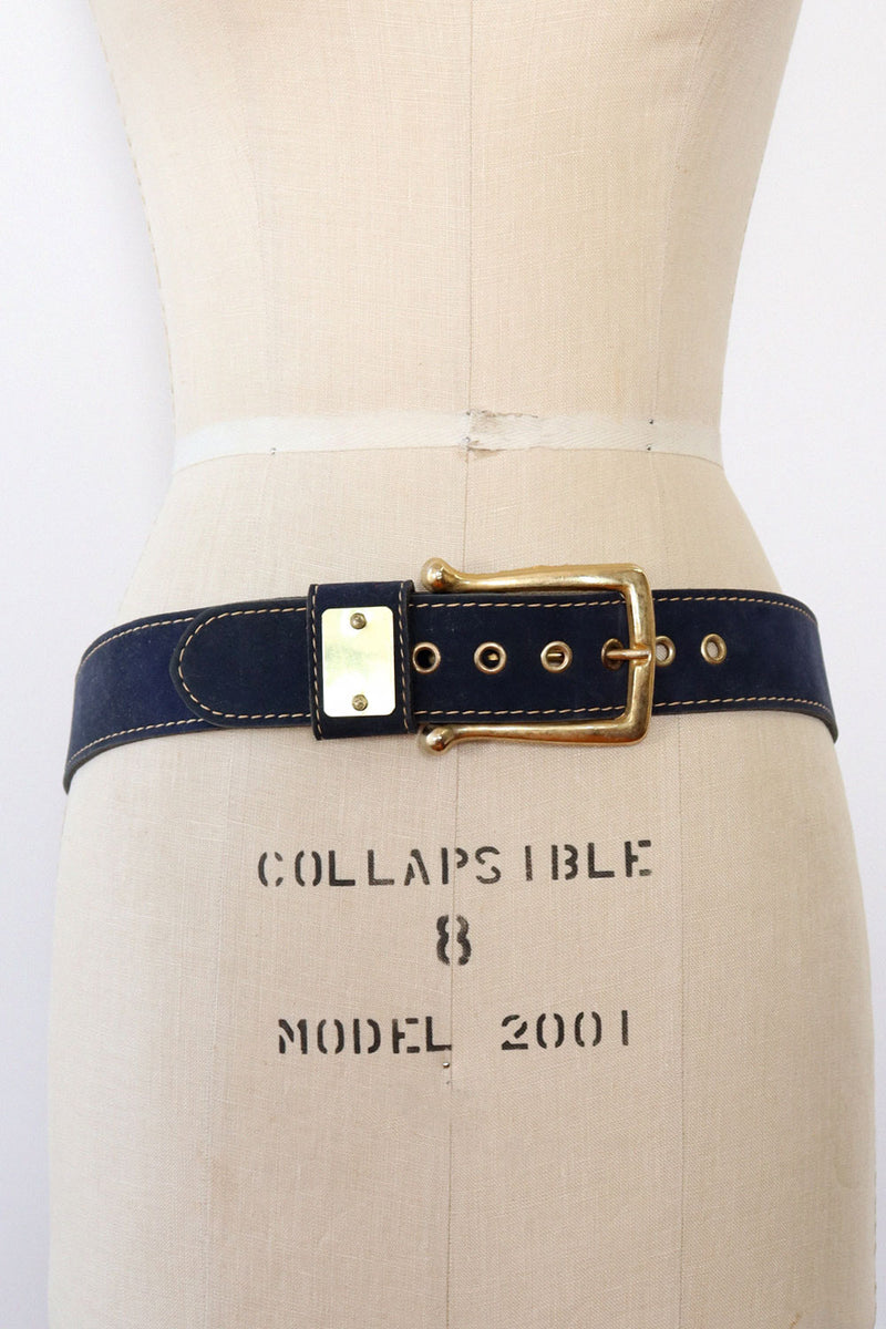 Lee-Vic Navy Topstitch Belt S-L