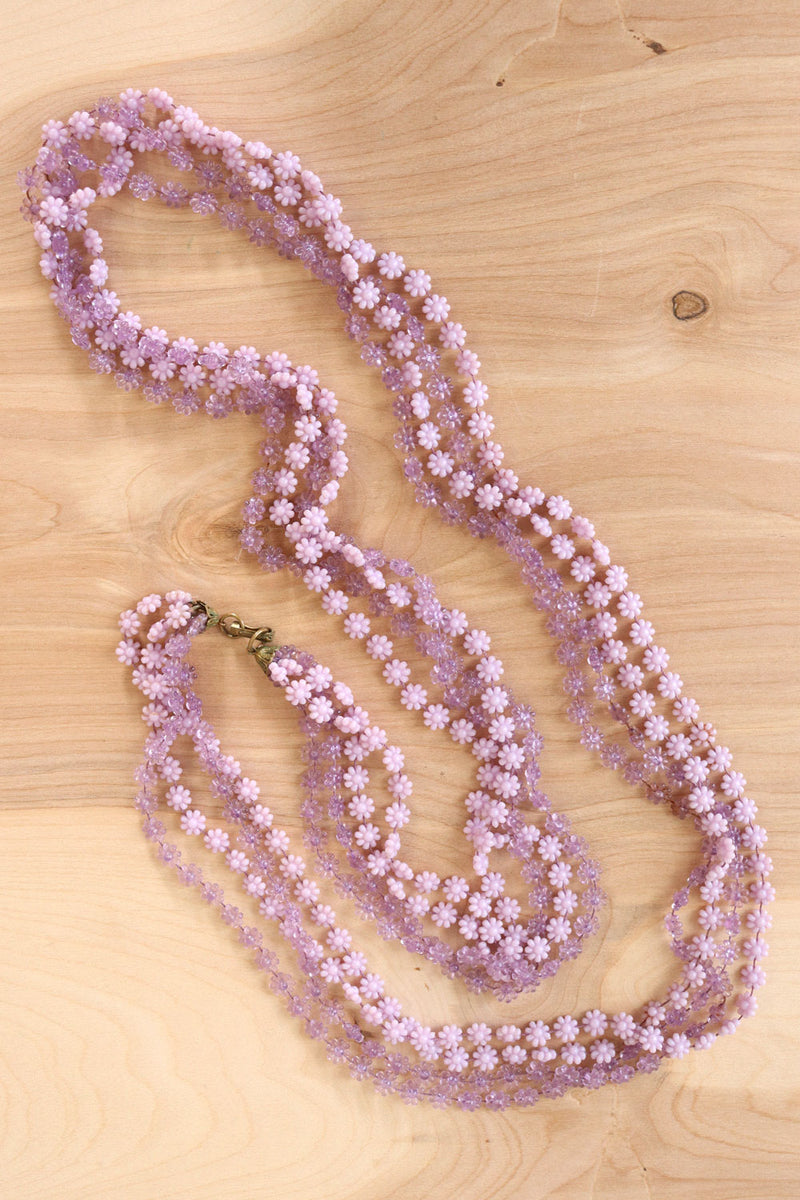 Long Lilac Beaded Necklace