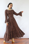 Calico Trumpet Sleeve Maxi Dress M/L