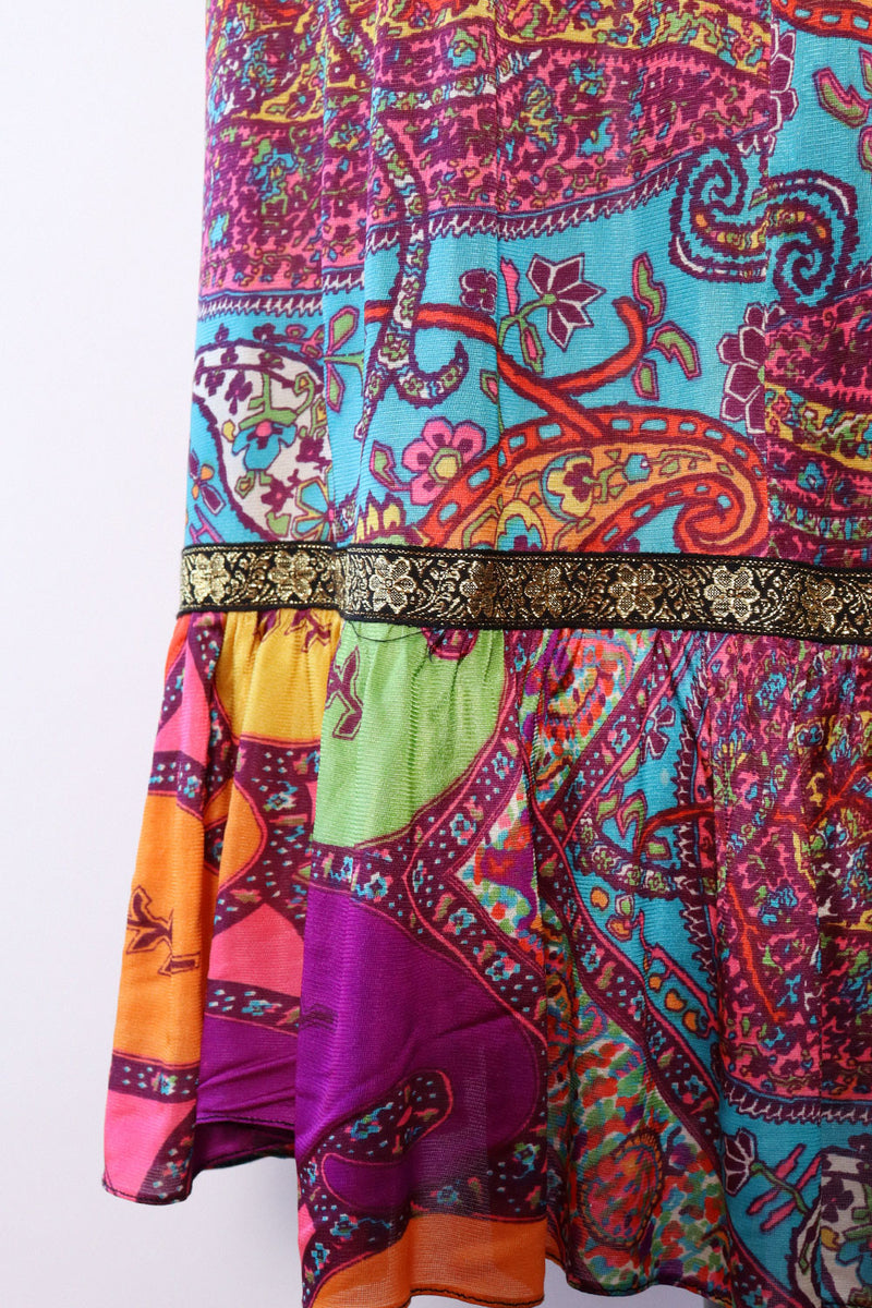 Zippered Psychedelic Maxi Dress S