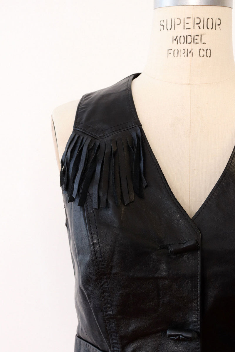 Fitted Fringe Leather Vest XS/S