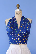 Geo Blue 70s Halter S/M