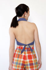 Collared Chambray Halter Top M
