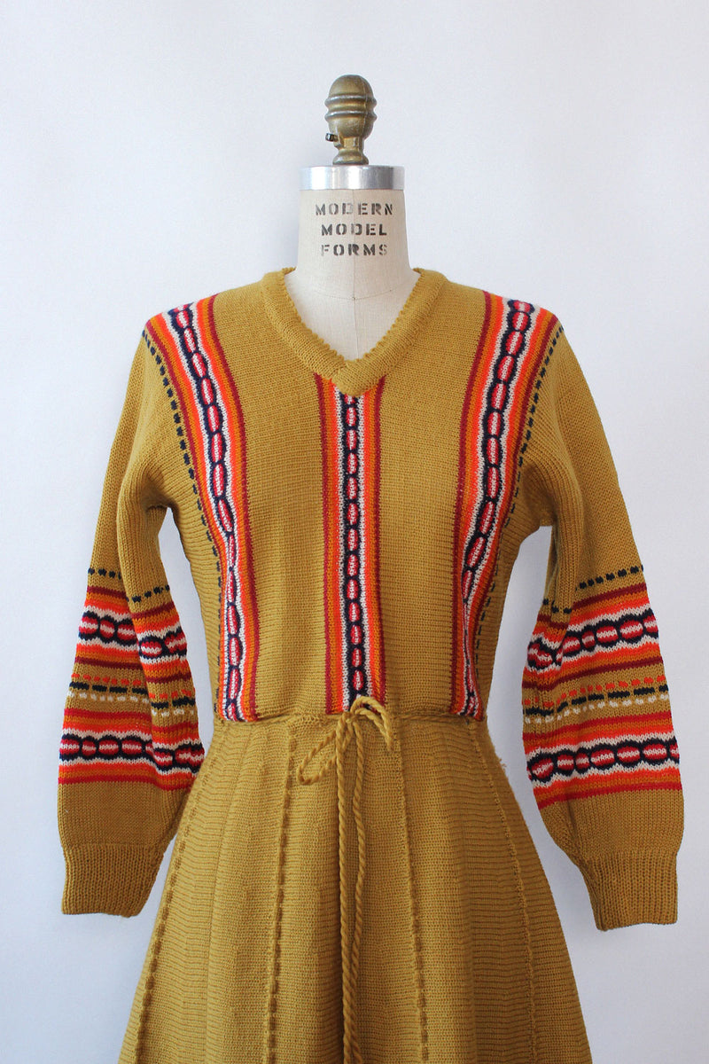 Mustard Folksy Wool Dress S/M