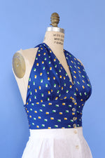 Geo Blue 70s Halter S/M