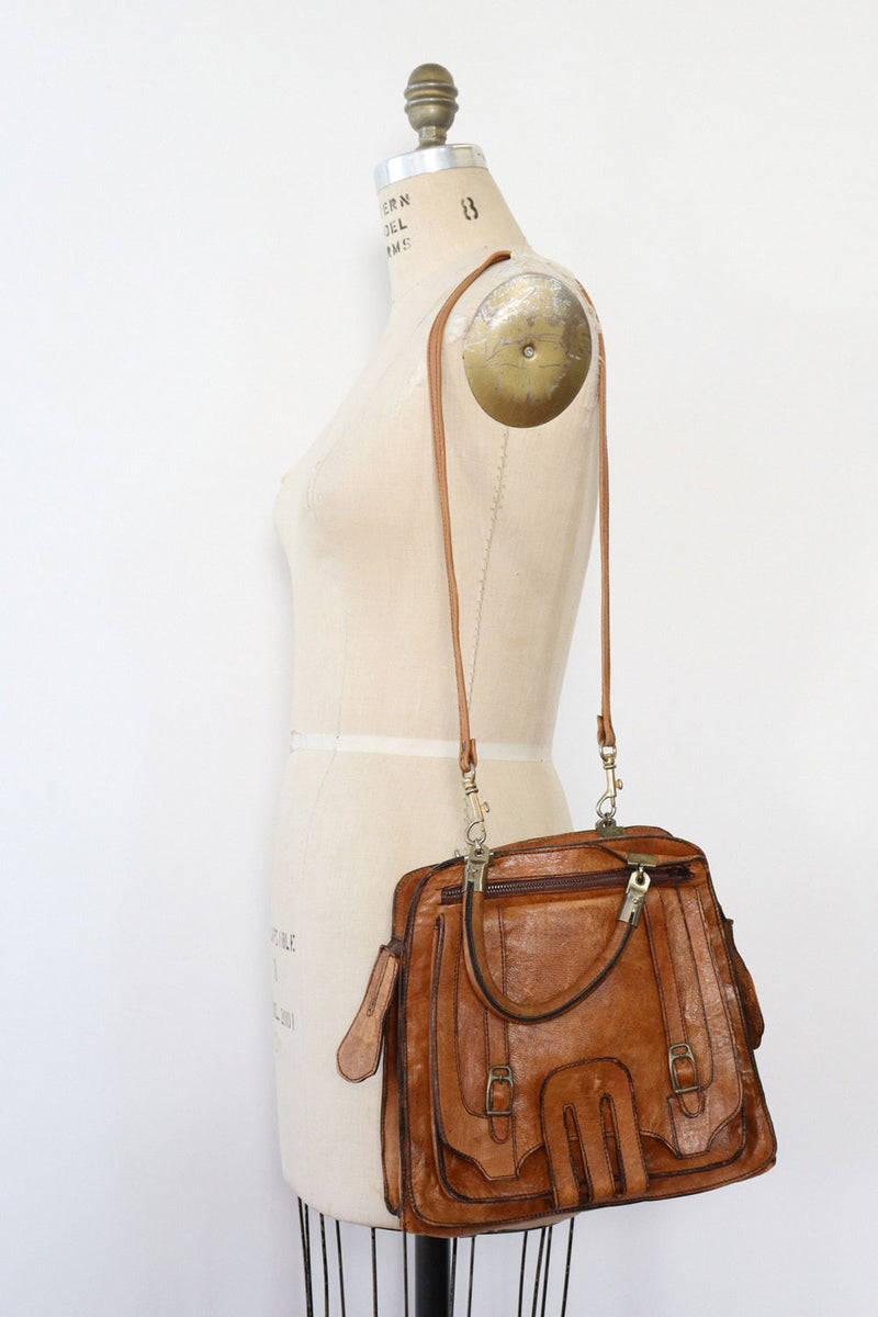 Multi-pocket Pecan Leather Purse