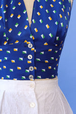 Geo Blue 70s Halter S/M