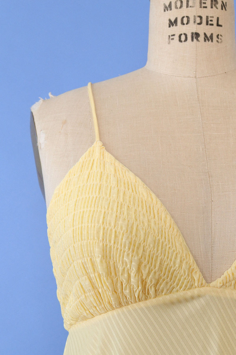 Butter Yellow Flowy Slip S/M
