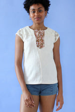 Cream Crinkle Lace-up Top XS/S