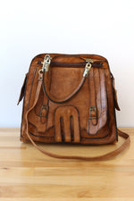 Multi-pocket Pecan Leather Purse