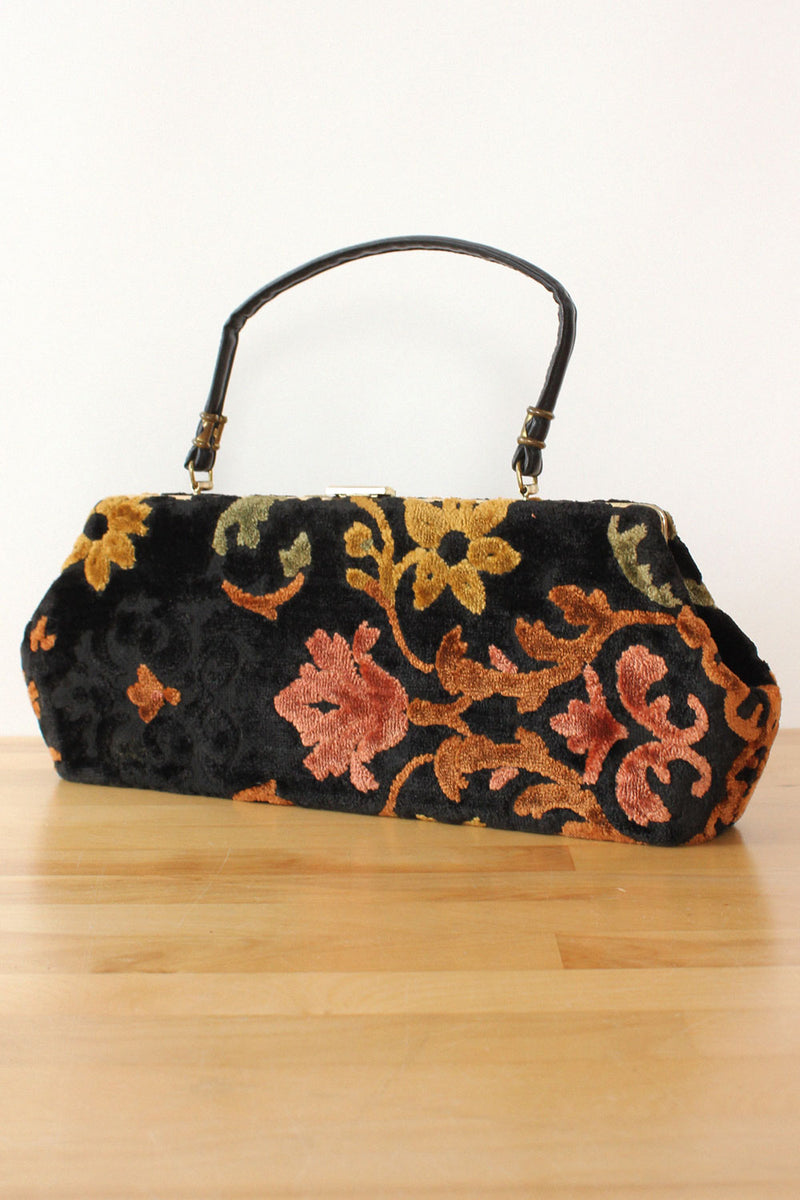 Floral Chenille Brocade Purse