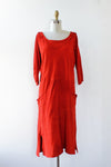 Red Suede Draped Dress S