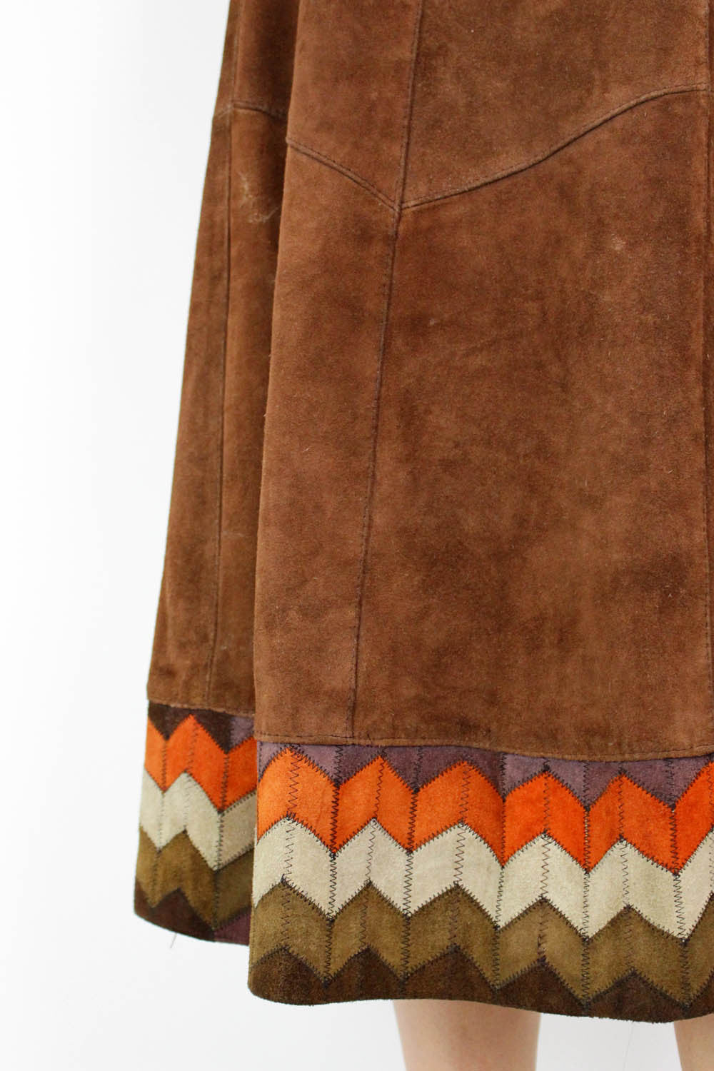 70s Zigzag Suede Skirt M