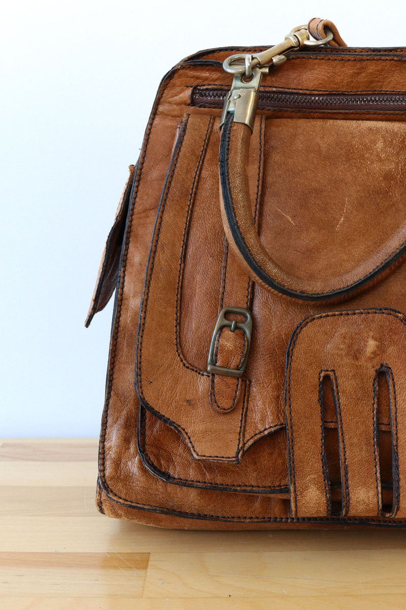 Multi-pocket Pecan Leather Purse