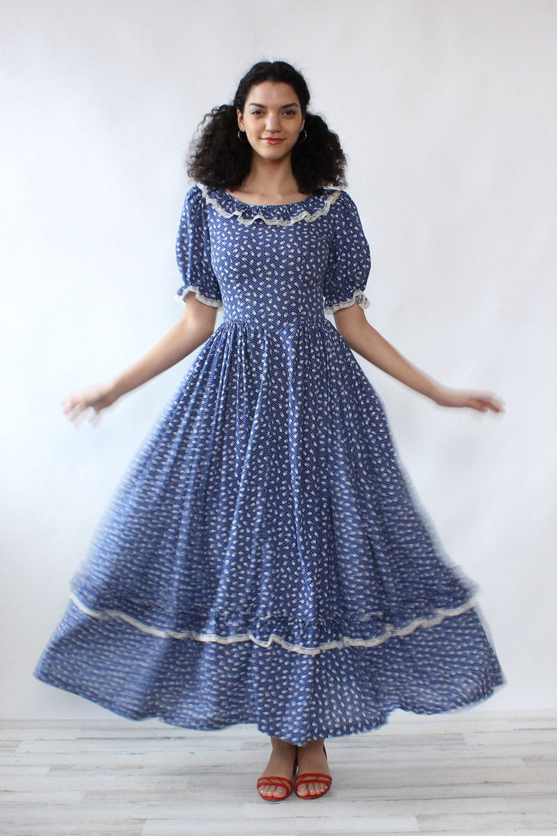 Sapphire Calico Prairie Dress S OMNIA Sapphire Calico Prairie Dress S OMNIA
