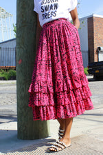 Hot Pink Ruffle Skirt S/M