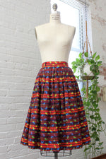 Brick Red Graphic Skirt M