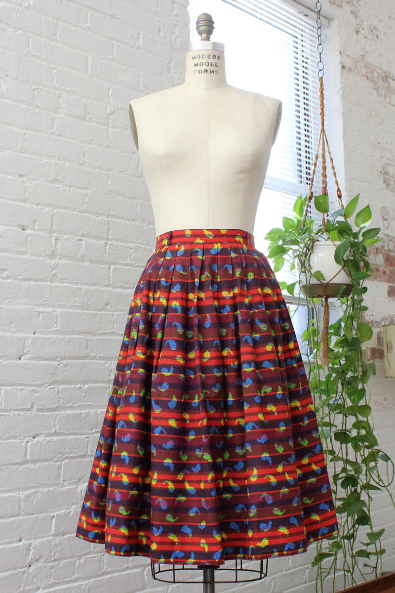 Brick Red Graphic Skirt M