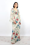 Cream Chinoiserie Angel Sleeve Dress XS-M