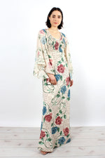 Cream Chinoiserie Angel Sleeve Dress XS-M