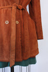 Rust Suede Shearling Collar Coat M