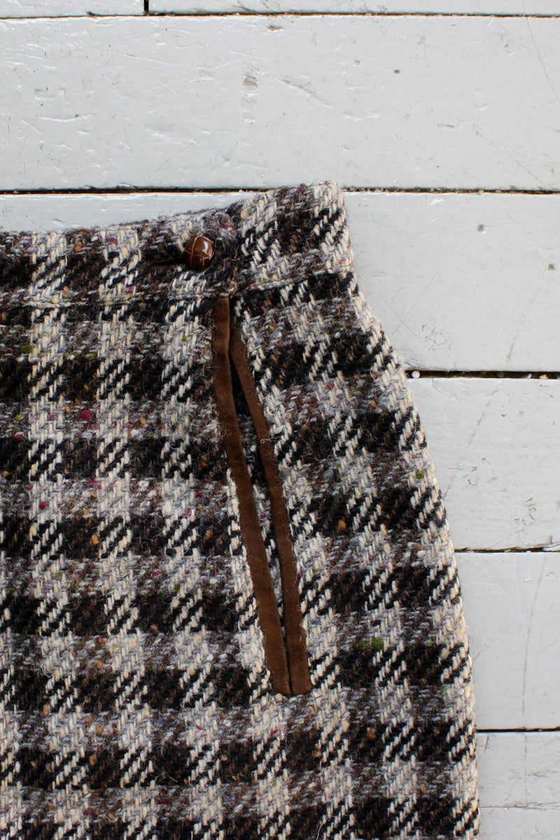 Checkered Wool Skirt S