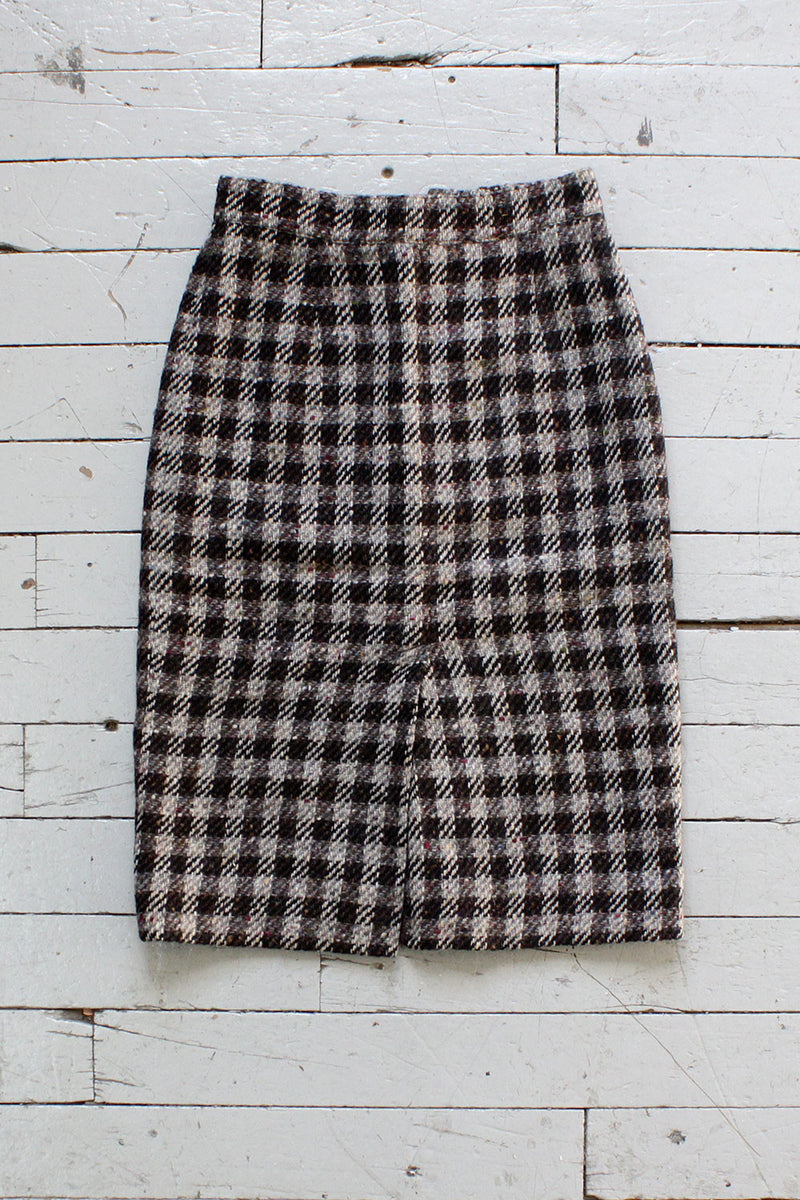 Checkered Wool Skirt S