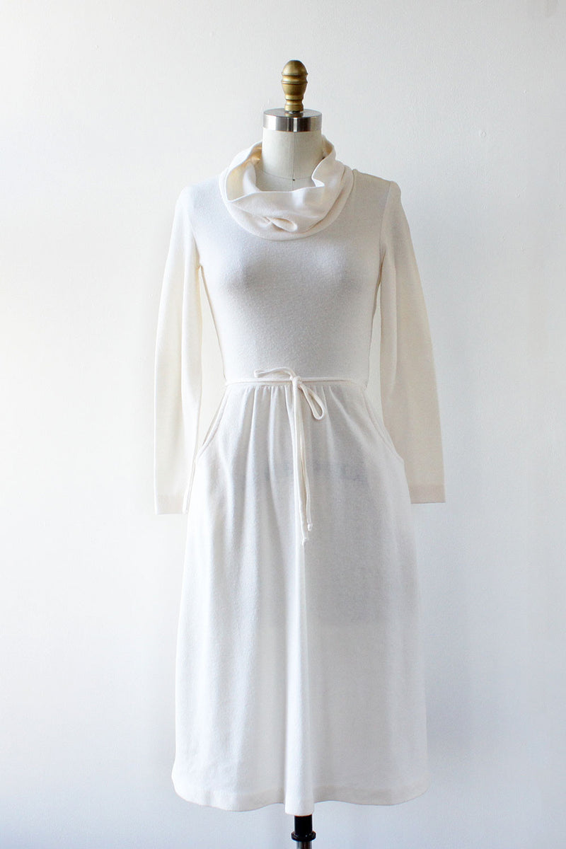Ivory Funnel Neck Dress XS