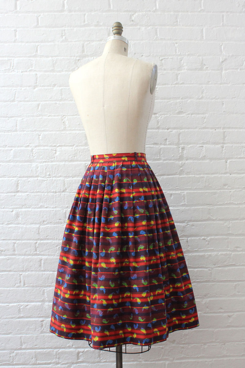 Brick Red Graphic Skirt M
