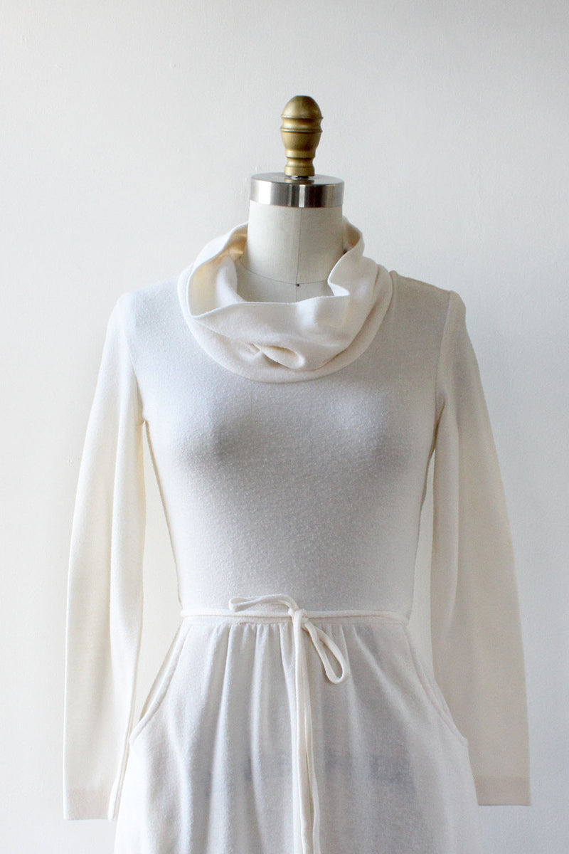 Ivory Funnel Neck Dress XS