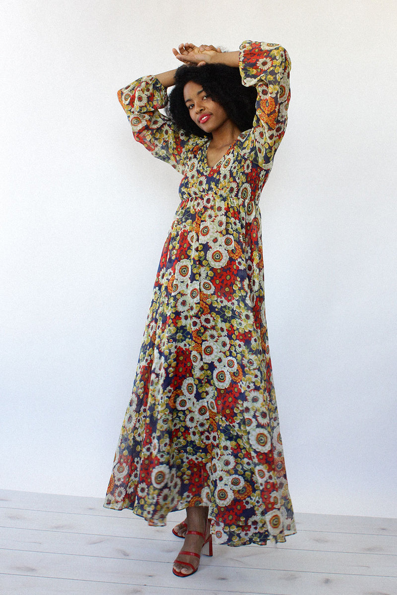 Smocked Floral Maxi Dress S/M