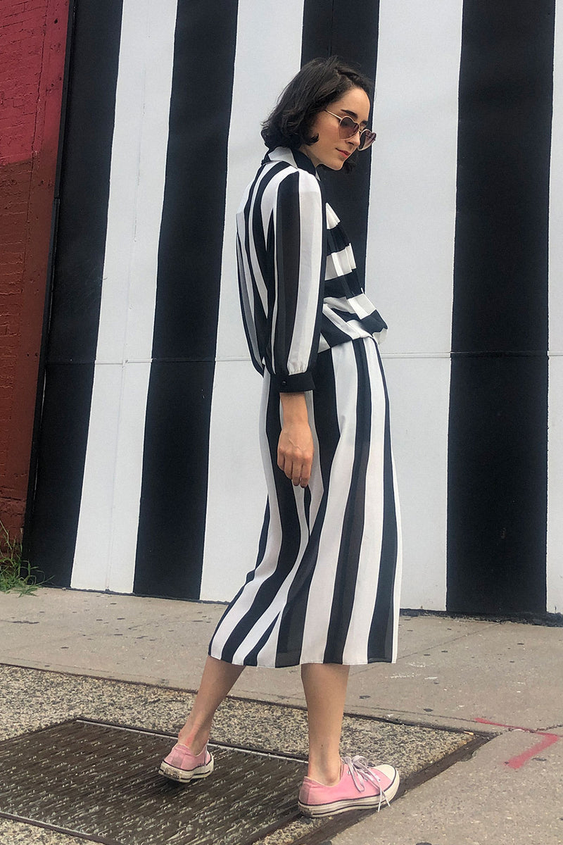 Virgo B&W Striped Dress M/L