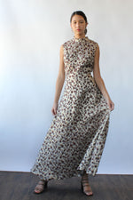 Bronze Brocade Bubble Maxi Dress M