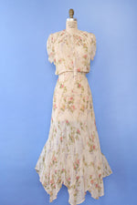 Ralph Lauren Sheer Floral Bias Cut Dress L